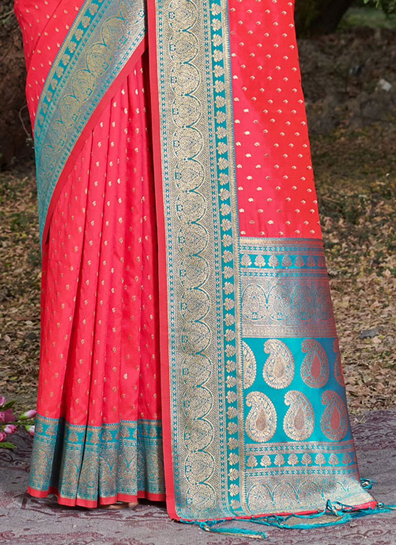 Stylish Pink Banarasi Silk Weaving Saree main image 0